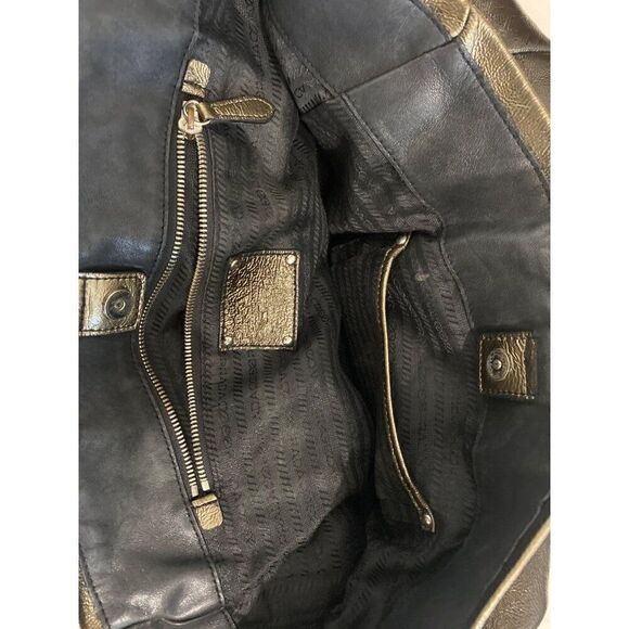 Prada Milano Leather Shoulder Bag Tote Metallic Ombre Leather - Picture 7 of 10